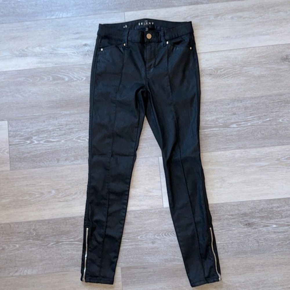White House/ Black Market the skinny ankle, black coated jeans, size 0